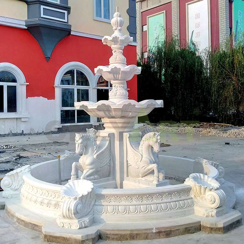 Hand Carved Natural Stone Round Water Fountains For Garden Decoration