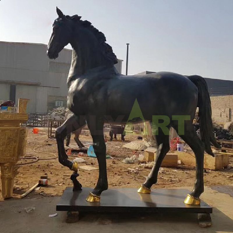 Bronze Armored Knight and Horse with Jousting LanceMedieval Sculpture